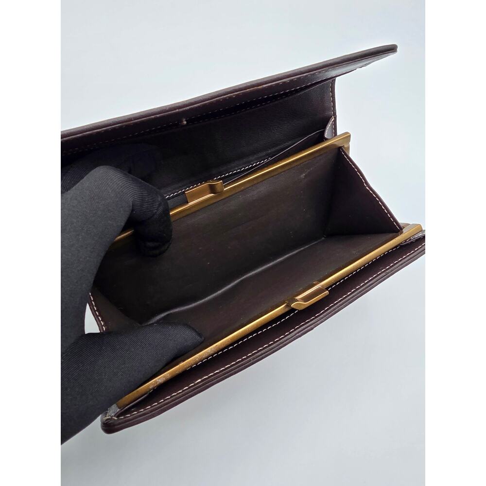 Celine Macadam Canvas Long Wallet Brown Triomphe Kiss Lock Coin Purse Vintage - Picture 11 of 16